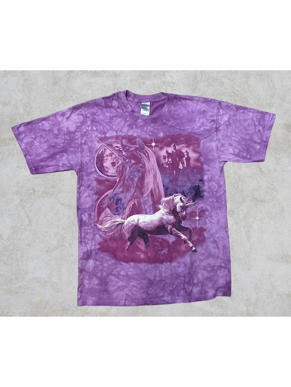 Vintage 90s Unicorn Fantasy Tie Dye T-Shirt Gildan Ultra L